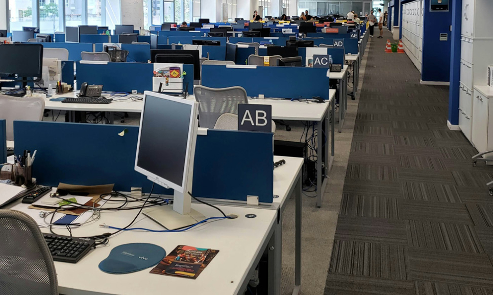 Office desks with computers