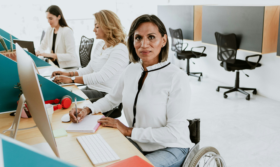 Office desks with computers