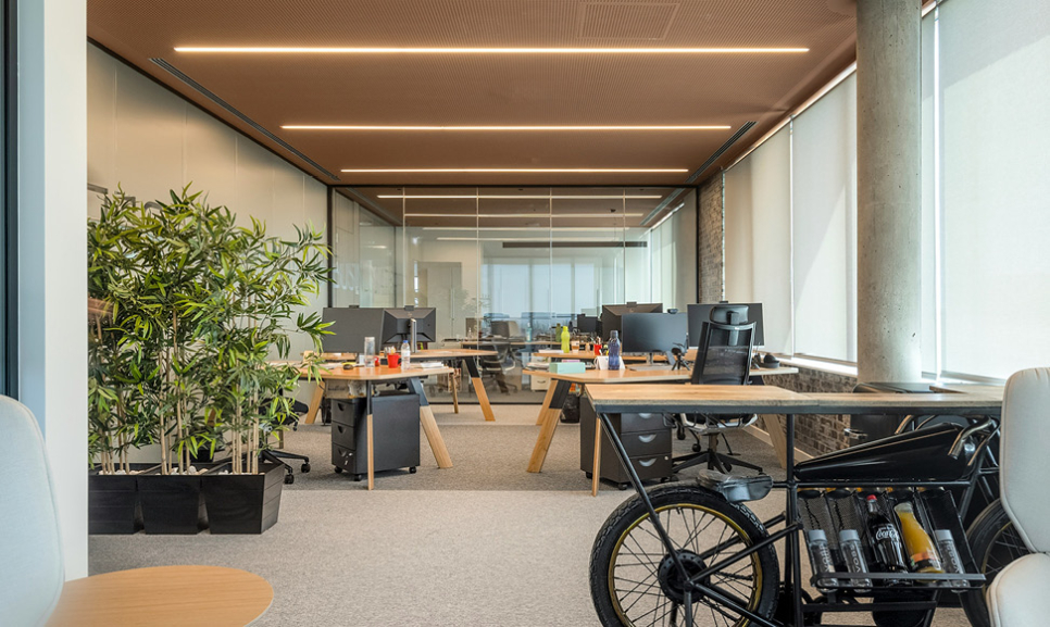 Office desks with computers