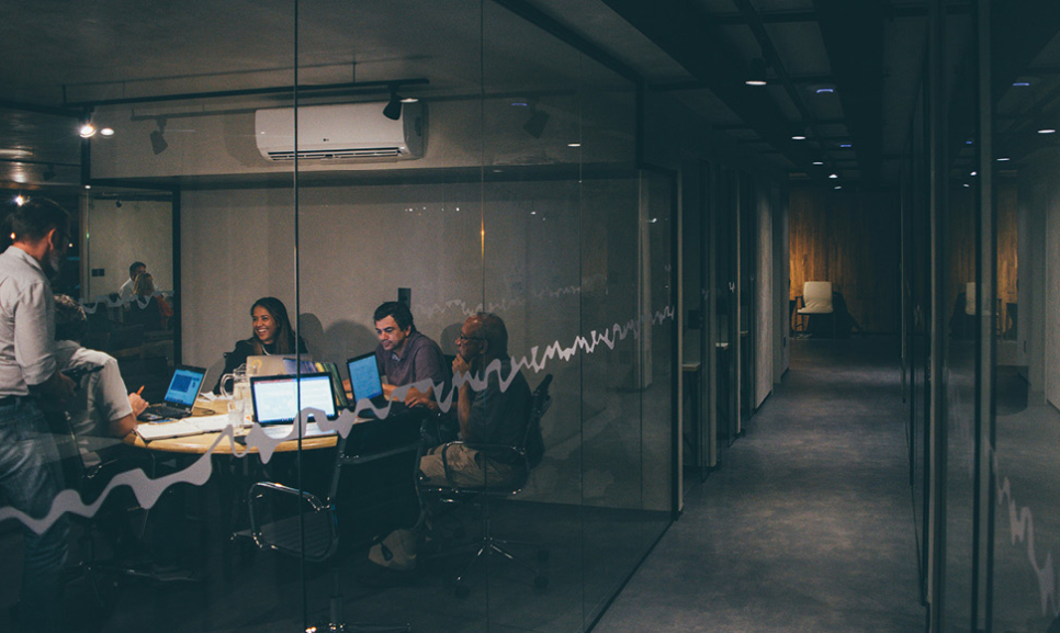 Office desks with computers