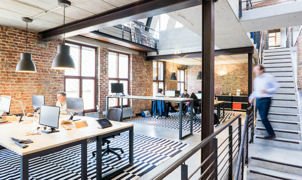 Office desks with computers