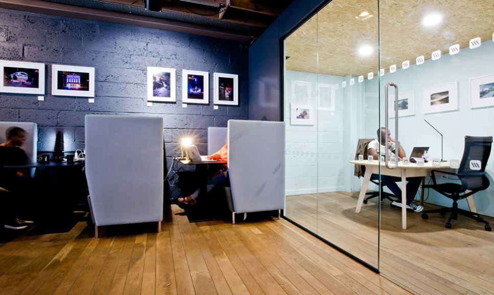 Office desks with computers