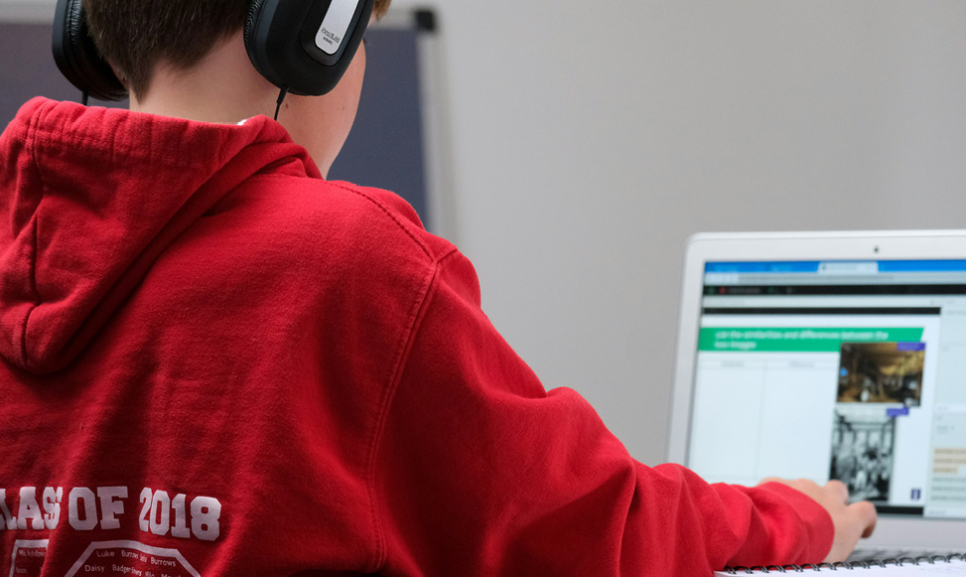 Office desks with computers