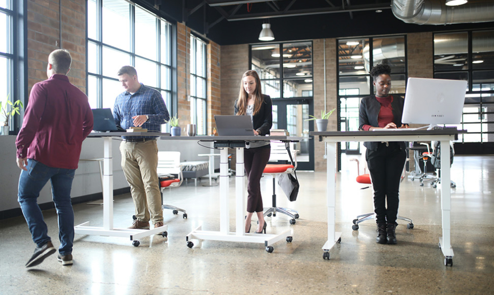 Office desks with computers