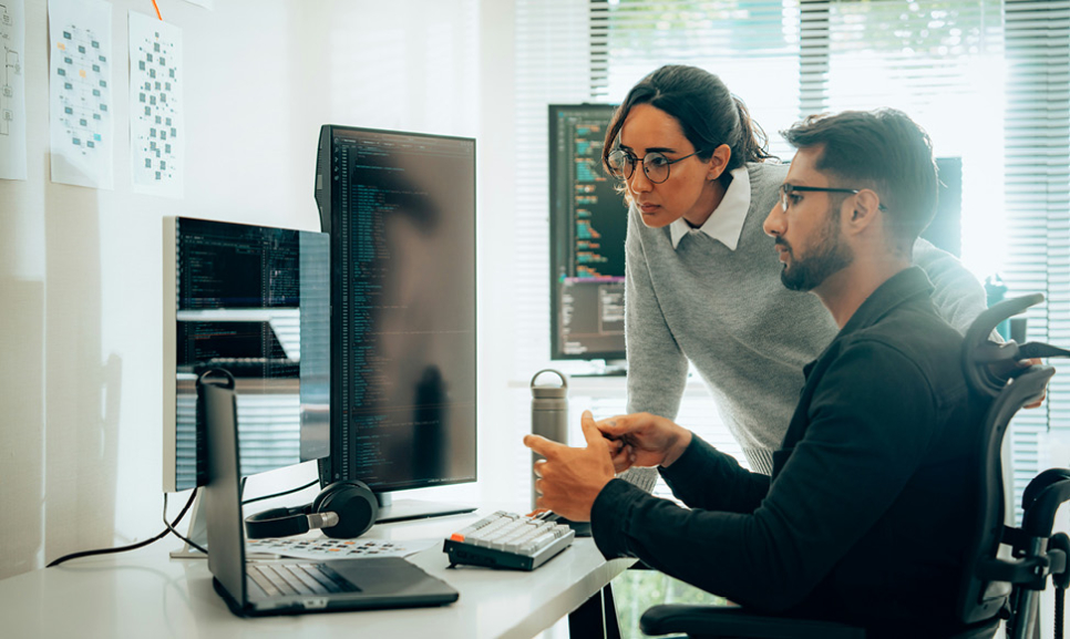 Office desks with computers