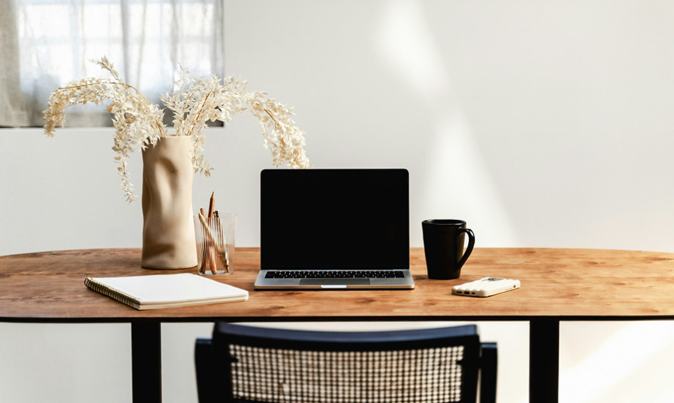 Office desks with computers