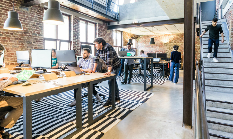 Office desks with computers