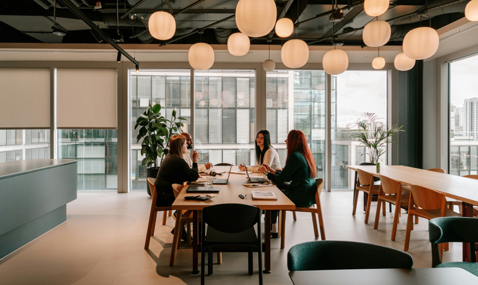 Office desks with computers