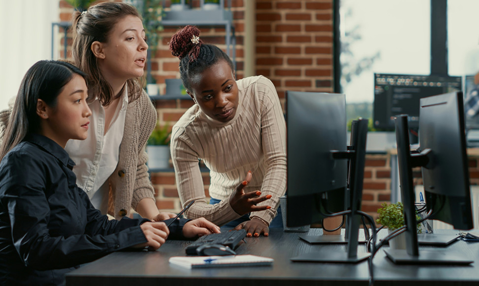Office desks with computers
