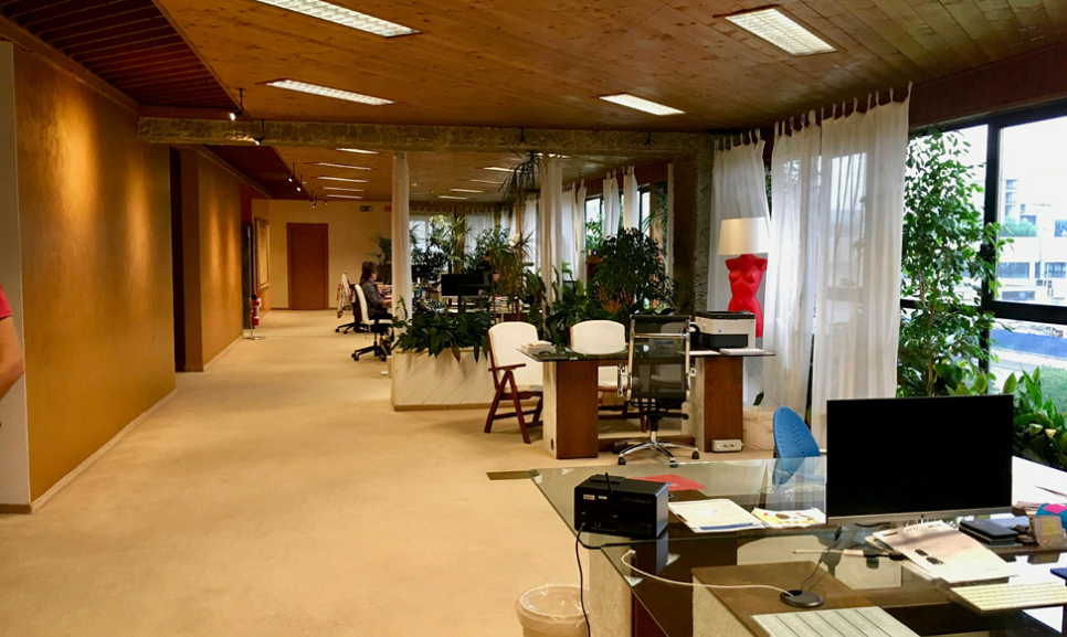 Office desks with computers