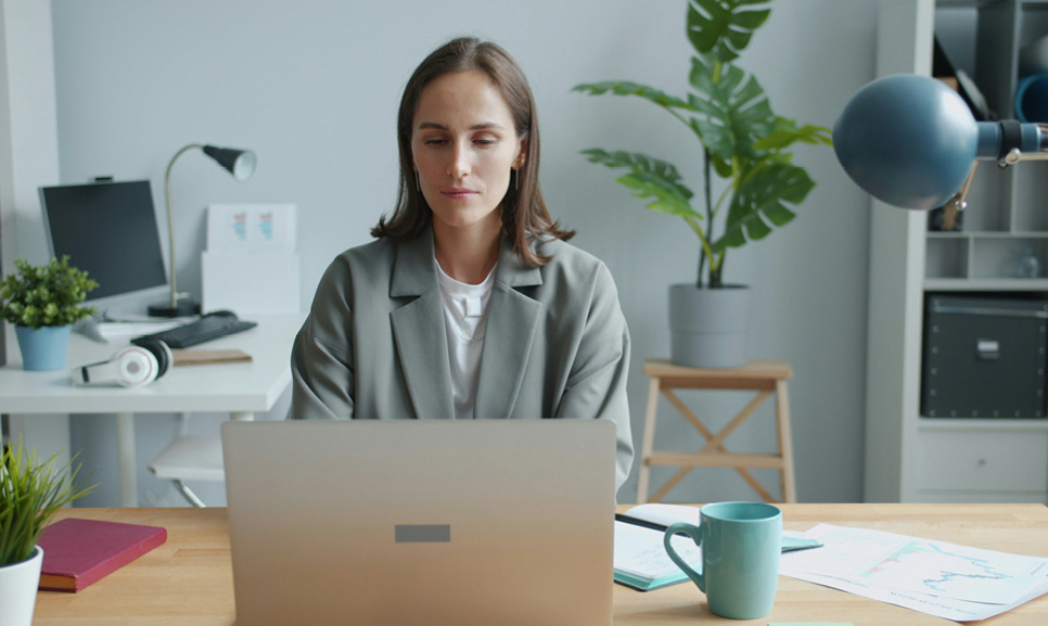 Office desks with computers