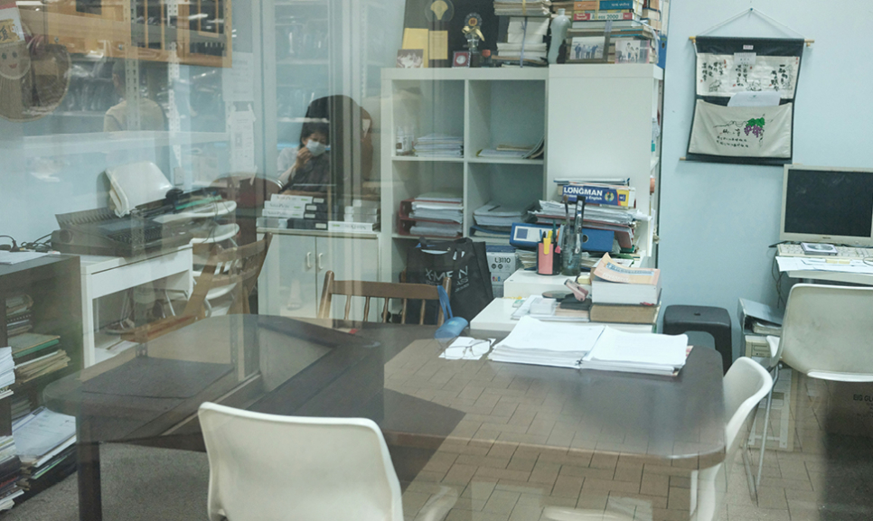 Office desks with computers