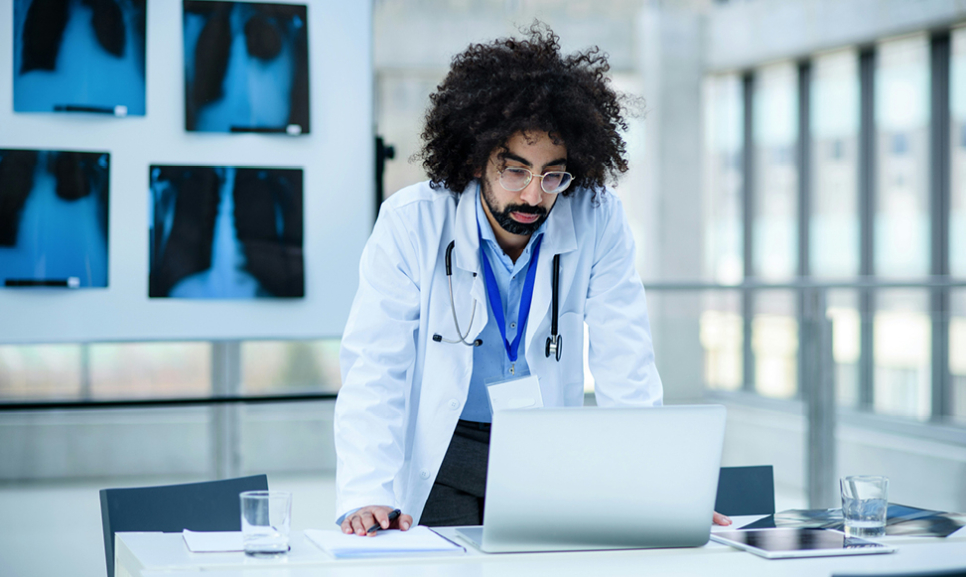 Office desks with computers