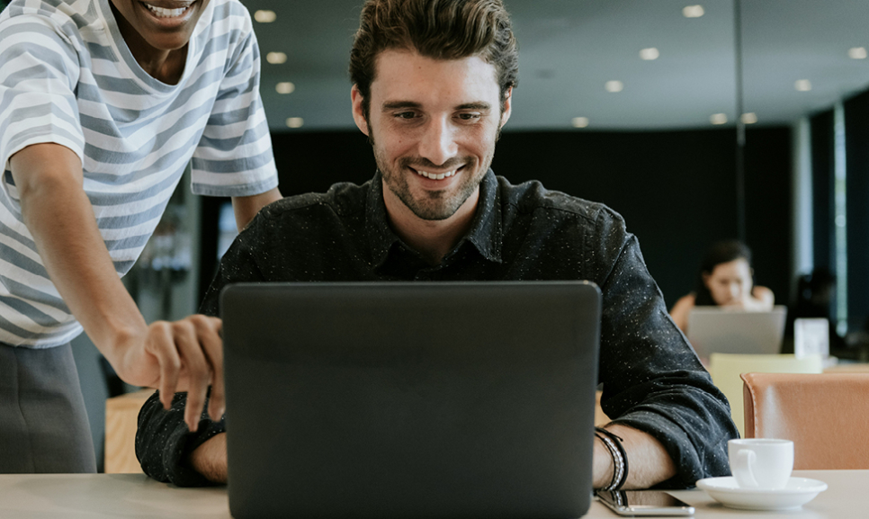 Office desks with computers